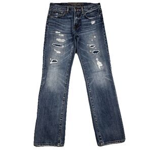American Eagle Jeans Mens 30x34 Measures 31x31.5 Original Straight Rip Repair